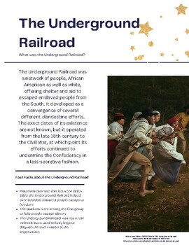 Preview of The Underground Railroad Stations Activity