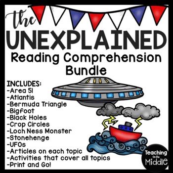 Preview of The Unexplained Reading Comprehension Worksheet Bundle Informational Text