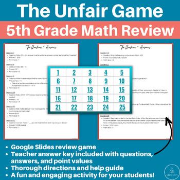 Preview of The Unfair Game | Fifth Grade Math Review | Math Game | End of Year Math | Math