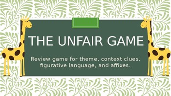 Preview of The Unfair Game: Review for Theme, Context Clues, Figurative Language, Affixes