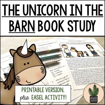 Preview of The Unicorn in the Barn Printable Study for Distance Learning