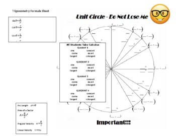 Preview of The Unit Circle - Fill in the blank