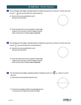 Preview of The Unit Circle - Practice Questions Only