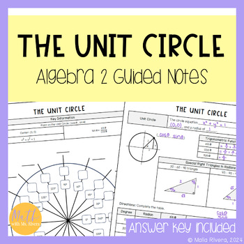 Preview of The Unit Circle Guided Notes for Algebra 2 Trigonometry No Prep