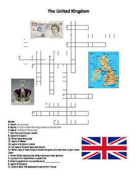 The United Kingdom Crossword Puzzle by Vagi #39 s Vault TpT