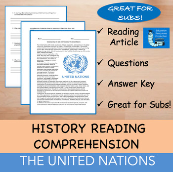Preview of The United Nations - Reading Comprehension Passage & Questions