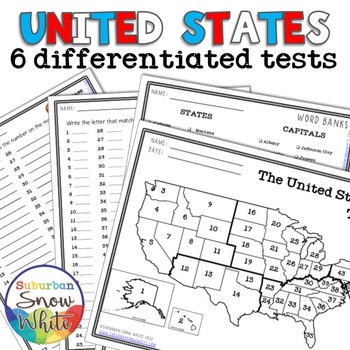 Preview of The 5 Regions of the United States TESTS: All 50 States