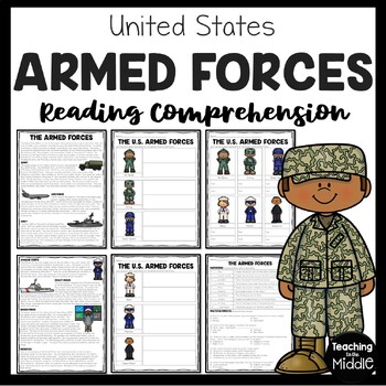 Preview of The United States Armed Forces Reading Comprehension Worksheet Military
