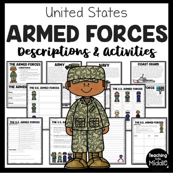 Preview of The United States Armed Forces Reading Comprehension Worksheet Military