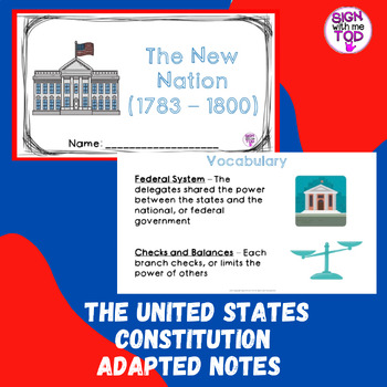 Preview of The United States Constitution Adapted Notes