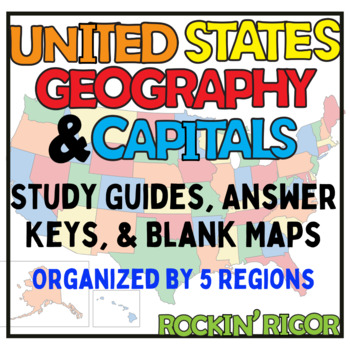 Preview of The United States - Geography and State Capitals