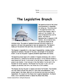 Preview of The United States Legislative Branch Worksheet!