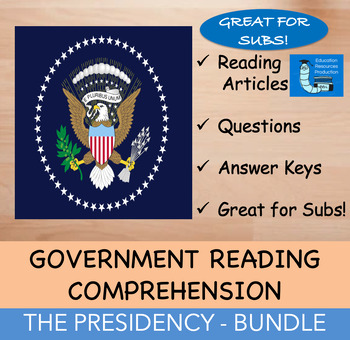 Preview of The United States Presidency - Reading Comprehension Passage Questions - BUNDLE