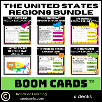 Preview of The United States Regions Boom Cards Bundle
