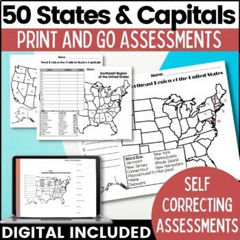 50 States And Capitals Quiz Worksheets Teaching Resources Tpt