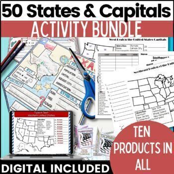 Preview of 50 States and Capitals Bundle Map Print & Digital Resource 50% OFF