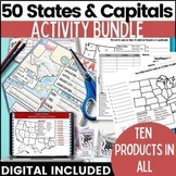 50 States and Capitals Bundle Map Print & Digital Resource