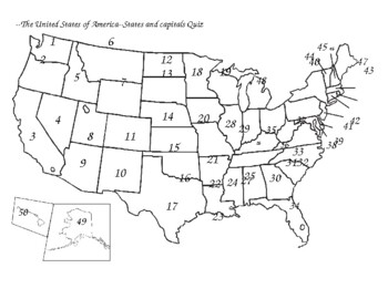 Preview of The United States of America map: States and capitals quiz