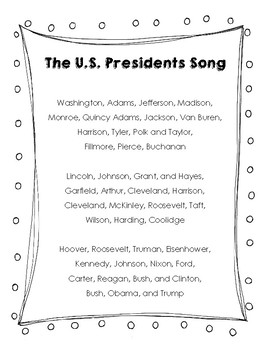 Preview of The Unites States of America Presidents Song
