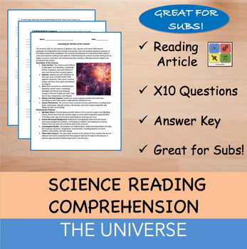 Preview of The Universe - Reading Passage x 10 Questions - 100% EDITABLE