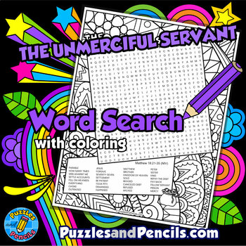 Preview of The Unmerciful Servant Word Search Puzzle with Coloring | Parables of Jesus