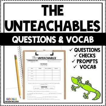 Preview of The Unteachables (Gordon Korman) Questions & Vocabulary - PDF & Google Slides