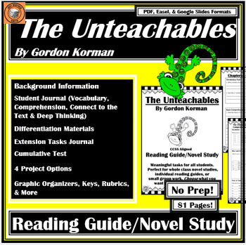 Preview of The Unteachables | Reading Guide | Book / Literature Novel Study |FULL | Korman