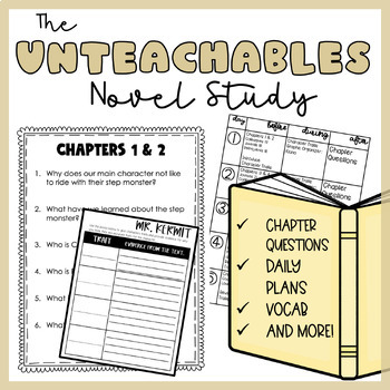 Preview of The Unteachables by Gordon Korman | Novel Study | Printable | Independent Work