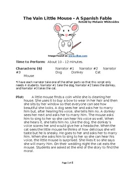 Preview of The Vain Little Mouse - A Spanish Fable for Reader's Theater