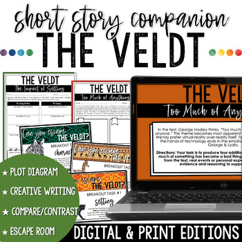 Preview of The Veldt by Ray Bradbury Dystopian Short Story Activities & Escape Room