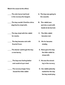 The Velveteen Rabbit - vocabulary, cause and effect, sequencing, and more