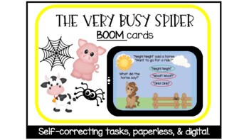 Preview of The Very Busy Spider (Comprehen.) - Digital Task Cards with Boom cards w/ audio