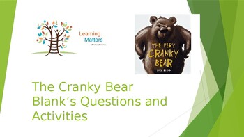 Preview of The Very Cranky Bear Blank's Questions and Activities