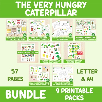 Preview of The Very Hungry Caterpillar BUNDLE, Worksheets, Coloring, Games, Numbers, Etc