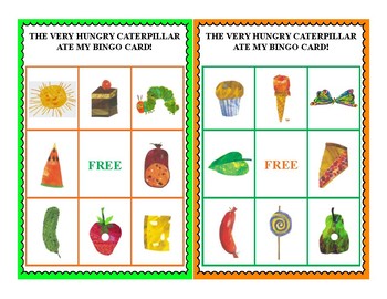 Preview of The Very Hungry Caterpillar Bingo Cards-Set of 20