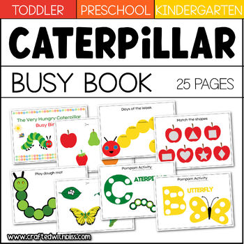 Preview of FREE The Very Hungry Caterpillar Busy Book Binder Quiet Book Toddlers Centers