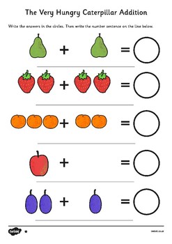 The Very Hungry Caterpillar Differentiated Addition Sheet by Twinkl USA