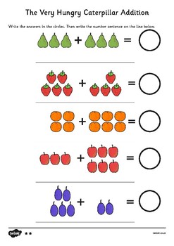 The Very Hungry Caterpillar Differentiated Addition Sheet by Twinkl USA