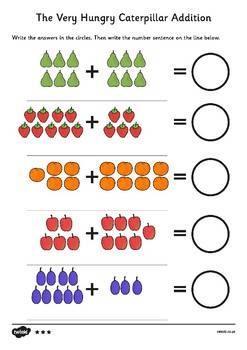 The Very Hungry Caterpillar Differentiated Addition Sheet by Twinkl USA