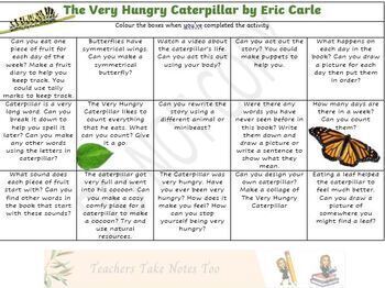 Preview of The Very Hungry Caterpillar Home Learning Activity Grid