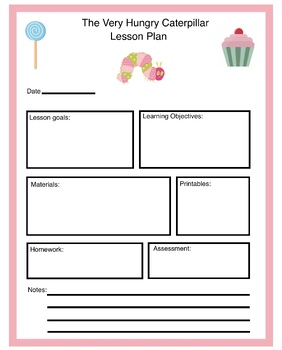 Preview of The Very Hungry Caterpillar Lesson Plan Template Outline