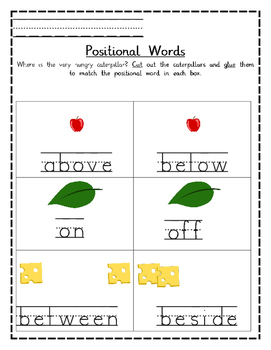 positional words worksheets the very hungry caterpillar by lauren