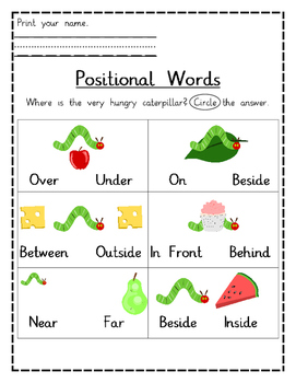 Positional Words Worksheet: In Front Of, Behind, Inside, Next To