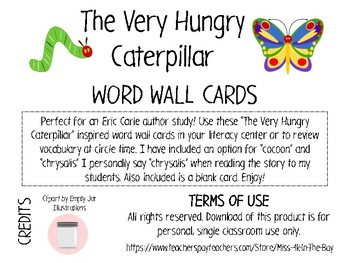 Preview of The Very Hungry Caterpillar Word Wall Cards