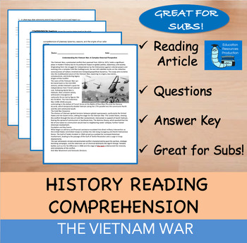 Preview of The Vietnam War - Reading Comprehension Passage & Questions