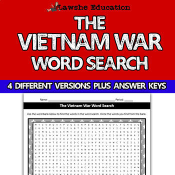 Preview of The Vietnam War Word Search Activity US History United States History