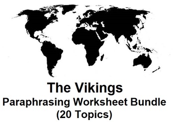 Preview of The Vikings Paraphrasing Worksheet Bundle (20 Topics)