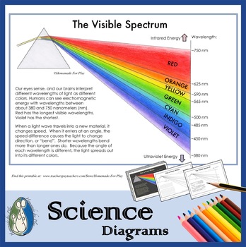 Preview of The Visible Spectrum and Prisms - Diagram for Coloring and Labeling