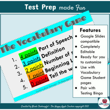 Preview of The Vocabulary Game Display Slide