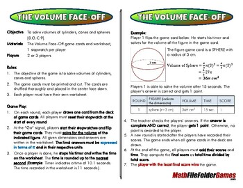 Preview of The Volume Face-Off - 8th Grade Math Game [CCSS 8.G.C.9]